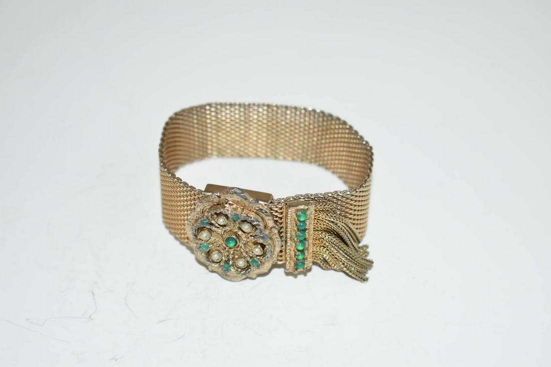 vintage victorian style adjustable buckle sliding mesh: vintage victorian style adjustable buckle sliding mesh BRACELET tassels Please view all photos as they are part of the description and condition of this Item, Feel free to contact me with questions or
