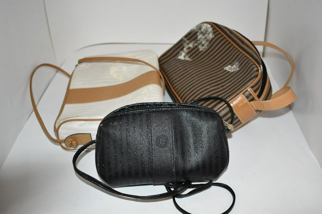 Vintage lot of 3 Fendi Bags with white stuff on them and aged (1 of 4)
