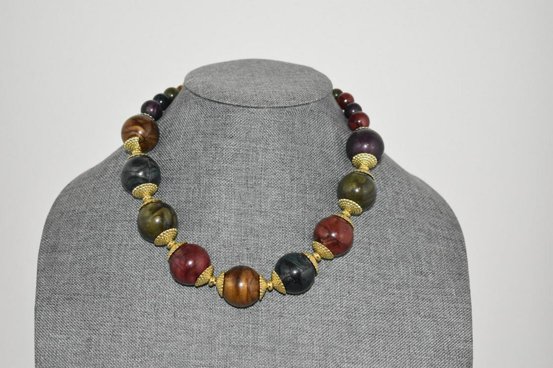 Vintage Large Graduating Beaded Colorful Necklace 16" (1 of 3)