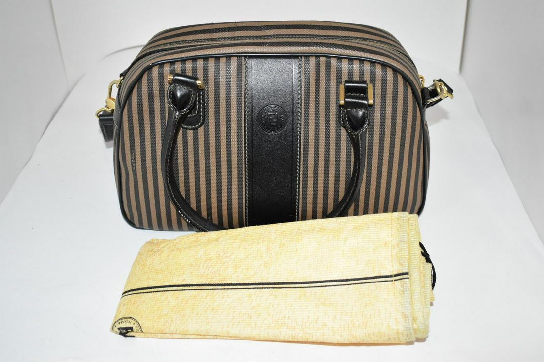 Fendi Vintage Striped Zipper Close Crossbody Bag Purse has some white stuff on it: Fendi Vintage Striped Zipper Close Crossbody Bag Purse has some white stuff on it Please view all photos as they are part of the description and condition of this Item, Feel free to contact me with qu