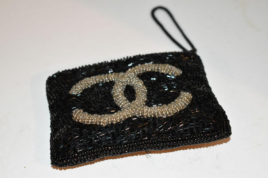 Vintage Authentic CHANEL CC Cosmetic Purse Vanity Hand Bag Beaded. (1 of 4)