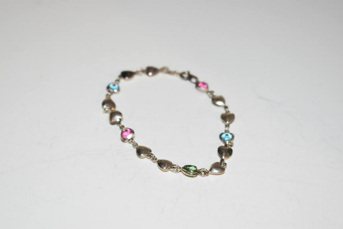 Vintage Colorful Heart Sterling Silver Bracelet 6 in: Vintage Colorful Heart Sterling Silver Bracelet 6 in Please view all photos as they are part of the description and condition of this Item, Feel free to contact me with questions or picture requests!