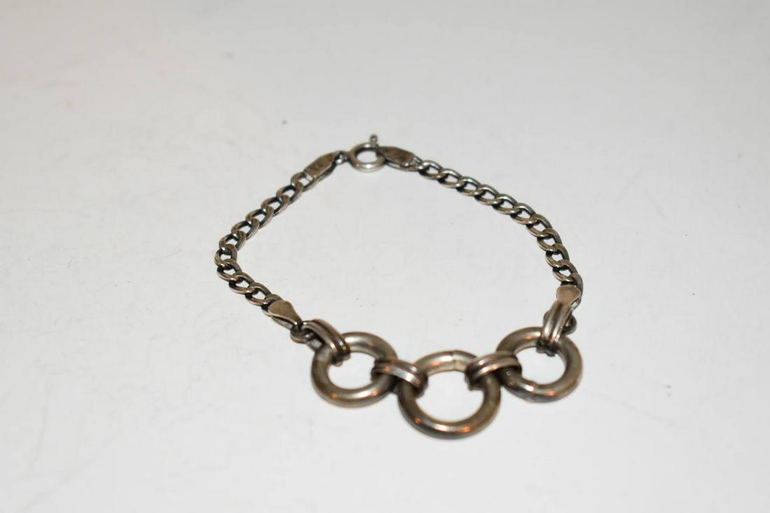 Vintage Sterling Silver triple ring Bracelet 7 inch (1 of 4)