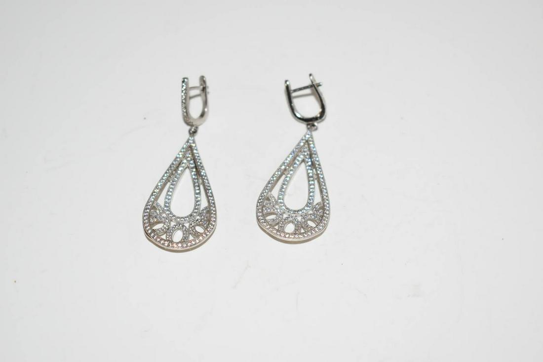 Vintage Sterling Silver Dangle Rhinestone Earrings (1 of 3)