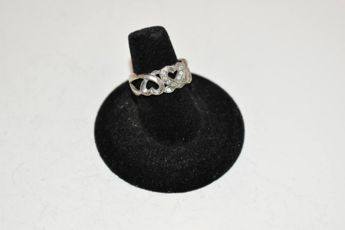 Vintage Sterling Silver Heart Marcasite Ring sz 7 (1 of 3)