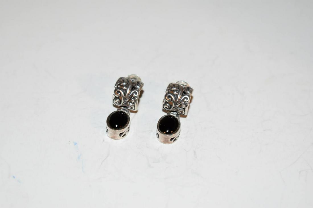 Vintage Sterling Silver Post onyx Earrings (1 of 4)