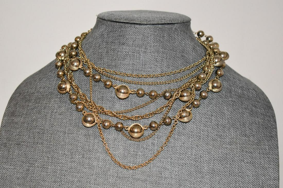 Vintage Goldtone Beaded Kramer Necklace 15 inch needs untangling (1 of 4)
