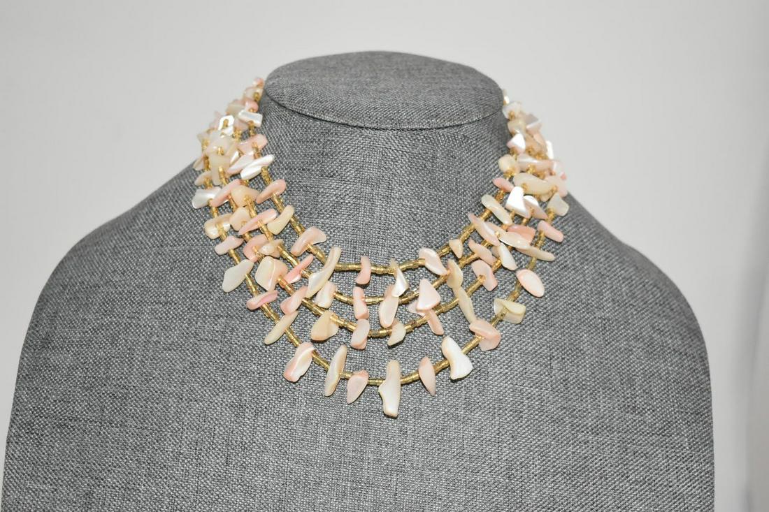 Vintage  Mother of Pearl 4 Strand Choker Necklace 10" (1 of 3)
