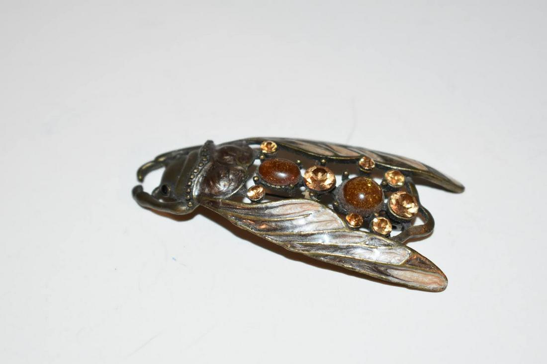 Vintage Rhinestone Large Beetle Brooch 2 3/4 in (1 of 4)