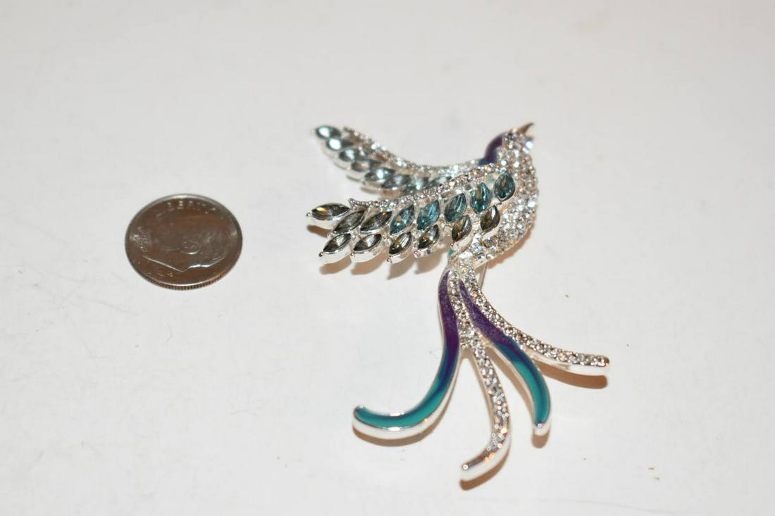 Vintage rhinestone Anne Klien bird Brooch 2 1/2 inch (1 of 3)