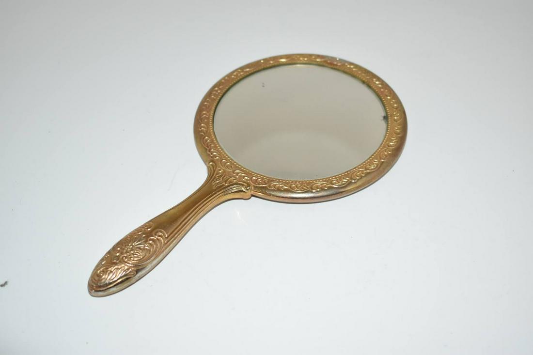 Antique Vintage Hand Held Mirror Victorian Style Heavy Brass  9 1/2" (1 of 3)