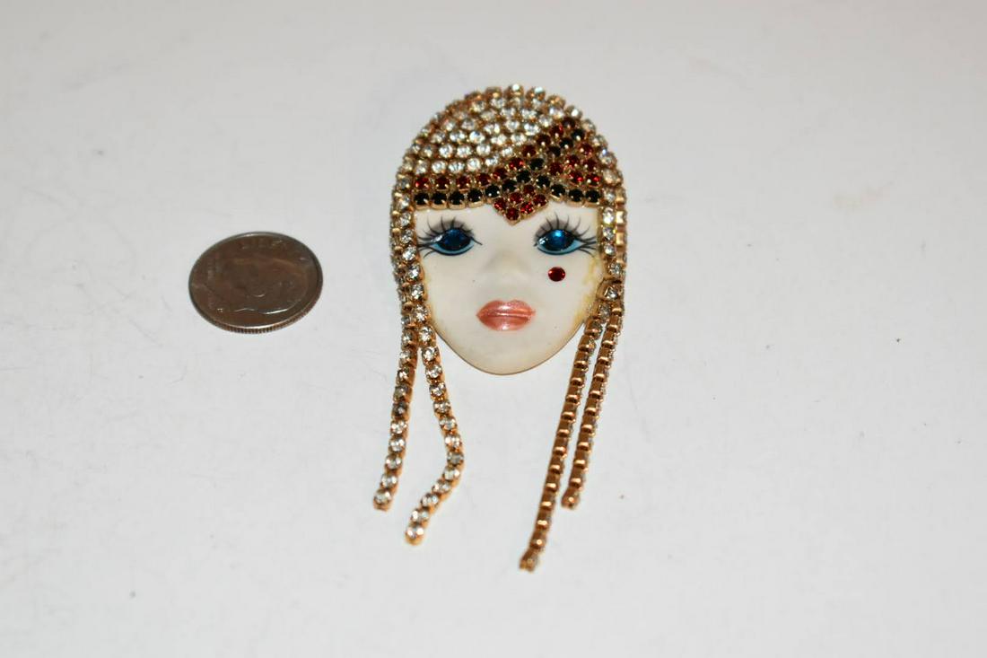 Vintage Marsha Bauer rhinestone Lady Brooch (1 of 3)