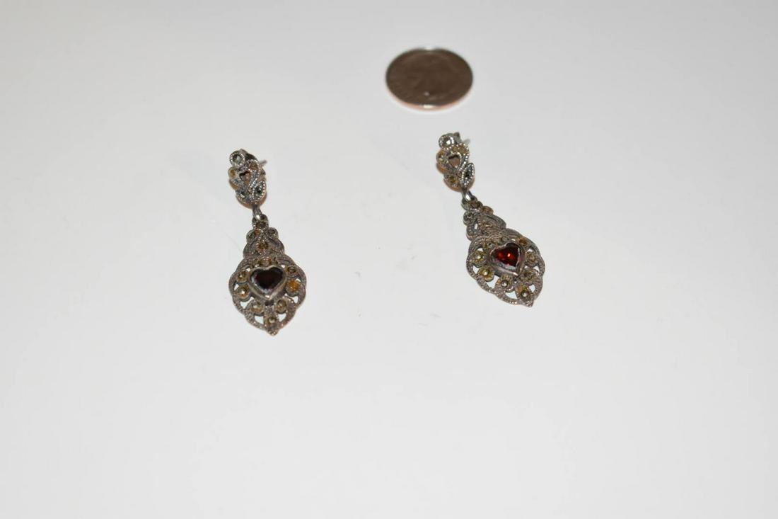 Vintage Sterling Silver Marcasite Amethyst Earring: Vintage Sterling Silver Marcasite Amethyst Earring Please view all photos as they are part of the description and condition of this Item, Feel free to contact me with questions or picture requests! Us