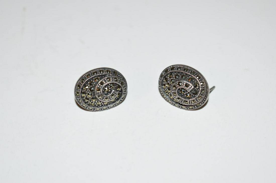 Vintage Sterling Silver JJ Marcasite Pierced Earrings: Vintage Sterling Silver JJ Marcasite Pierced Earrings Please view all photos as they are part of the description and condition of this Item, Feel free to contact me with questions or picture requests!