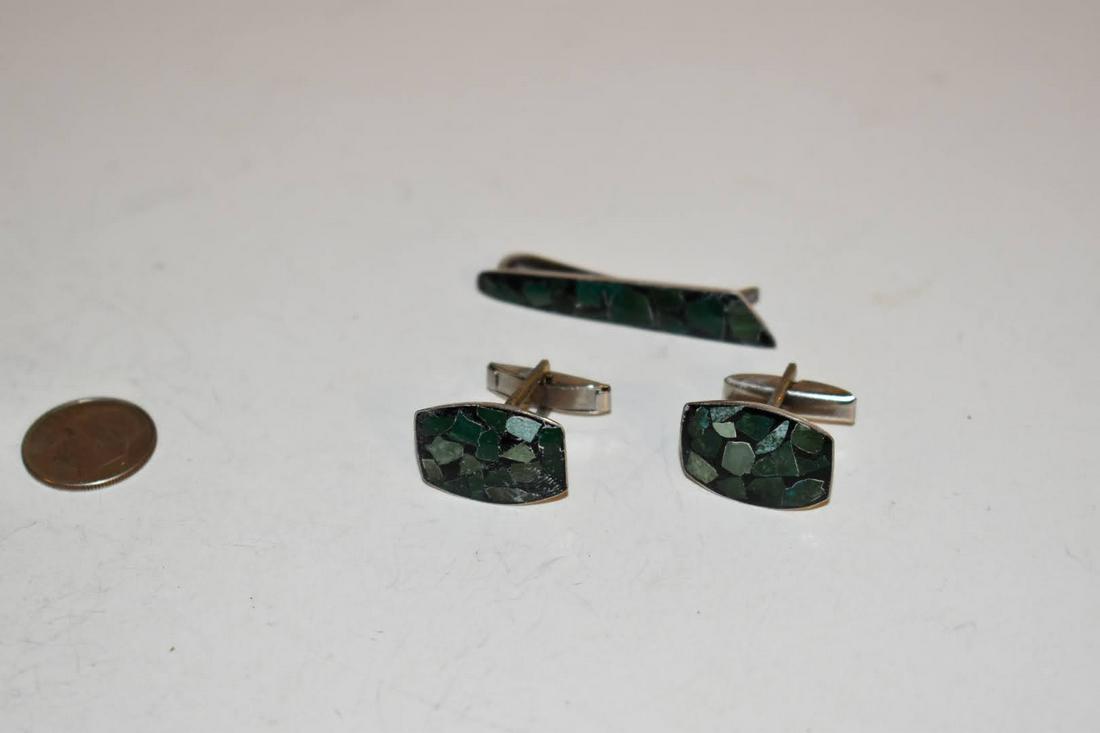 Vintage hallmarked Israel Sterling Silver Cufflinks & Tie Clip (1 of 4)