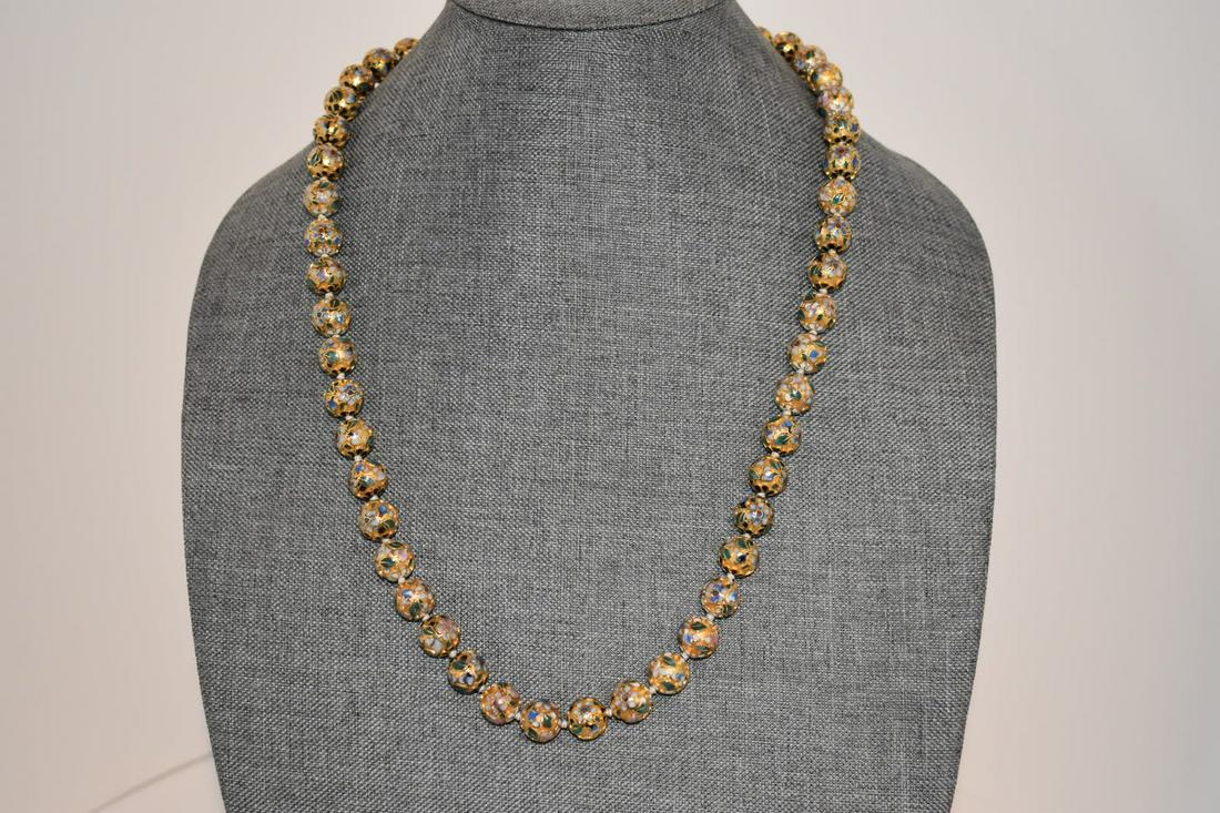 vintage cloisonne beaded necklace 25" Nice!!! Heavy (1 of 5)