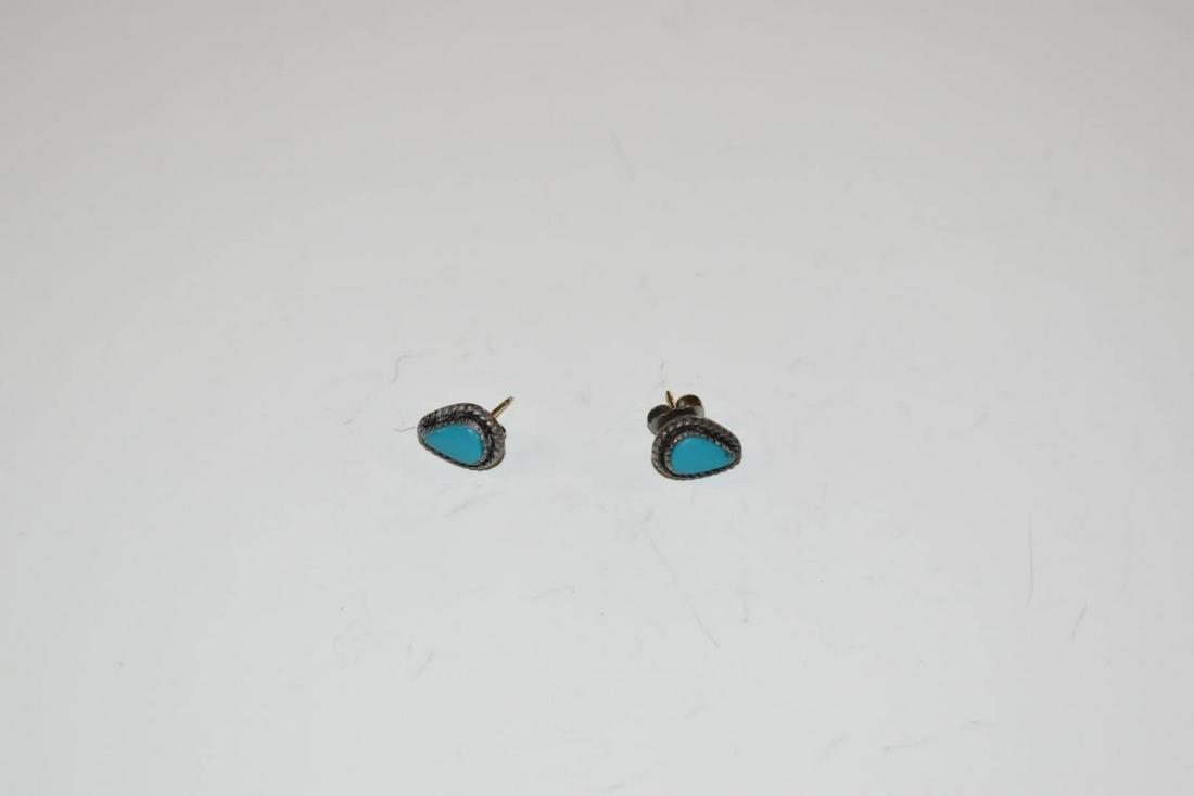Vintage Sterling Silver Turquoise post Earrings (1 of 4)