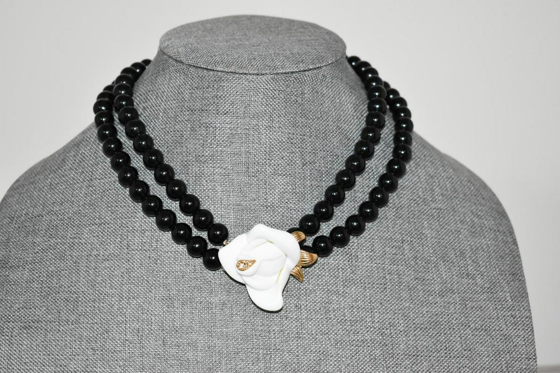 Kenneth J Lane Avon Black White Midnight Rose Necklace (1 of 5)