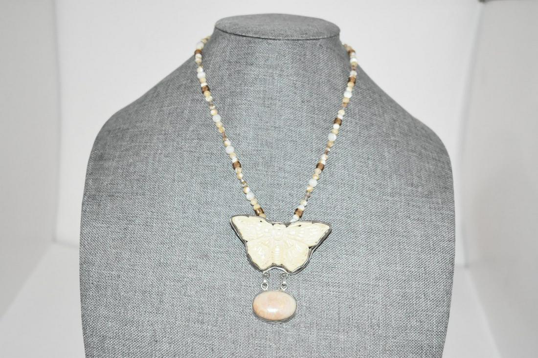 Vintage Sterling Silver Butterfly Swarovski Tourmaline: Vintage Sterling Silver Butterfly Swarovski Tourmaline Necklace Nice!!! 18" Please view all photos as they are part of the description and condition of this Item, Feel free to contact me with question