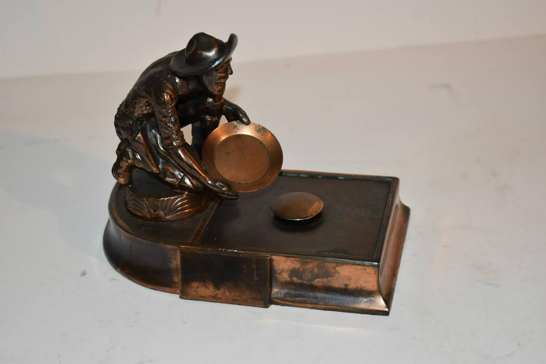 Vintage Ashtray Alaska Copper-Plated Gold Panning Prospector Miner 7x6 in: Vintage Ashtray Alaska Copper-Plated Gold Panning Prospector Miner 7x6 in Please view all photos as they are part of the description and condition of this Item, Feel free to contact me with questions