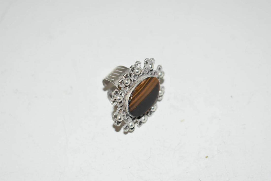 Big Large Striking Vintage Taxco Sterling Silver Tiger's Eye Ring sz10 Adjustable: Big Large Striking Vintage Taxco Sterling Silver Tiger's Eye Ring sz10 Adjustable Please view all photos as they are part of the description and condition of this Item, Feel free to contact me with qu