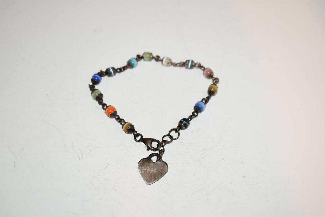 Vintage Sterling Silver Heart Colorful Bracelet 2 1/2": Vintage Sterling Silver Heart Colorful Bracelet 2 1/2" Please view all photos as they are part of the description and condition of this Item, Feel free to contact me with questions or picture requests