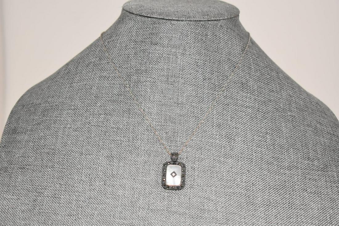 Vintage Mother of Pearl Marcasite Pendant Necklace 17": Vintage Mother of Pearl Marcasite Pendant Necklace 17" Please view all photos as they are part of the description and condition of this Item, Feel free to contact me with questions or picture requests