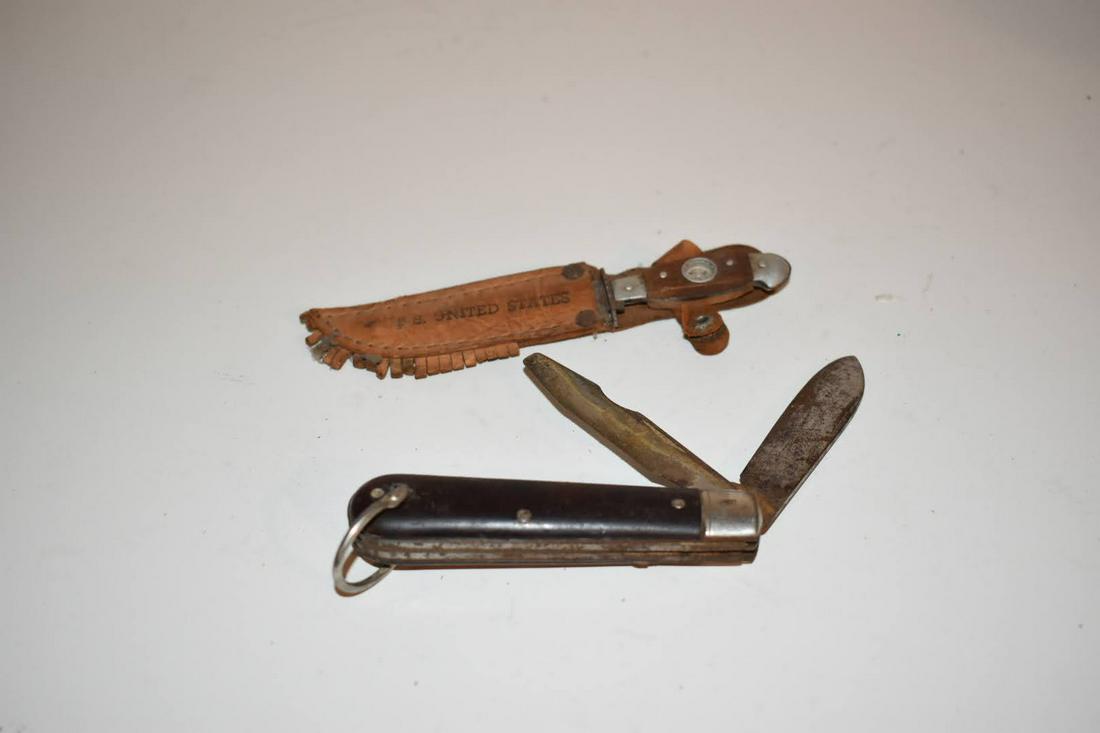 2 Vintage Knifes Colonial & mini fixed blade compus knife (1 of 5)