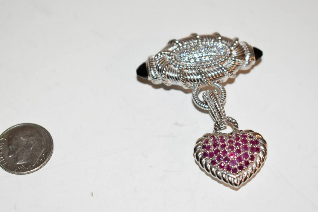 Judith Ripka Silver Heart Brooch Pendant (1 of 4)
