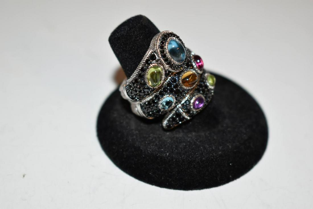 Judith Ripka 925 Sterling Silver Multi-Gemstone Ring Size 9 (1 of 4)