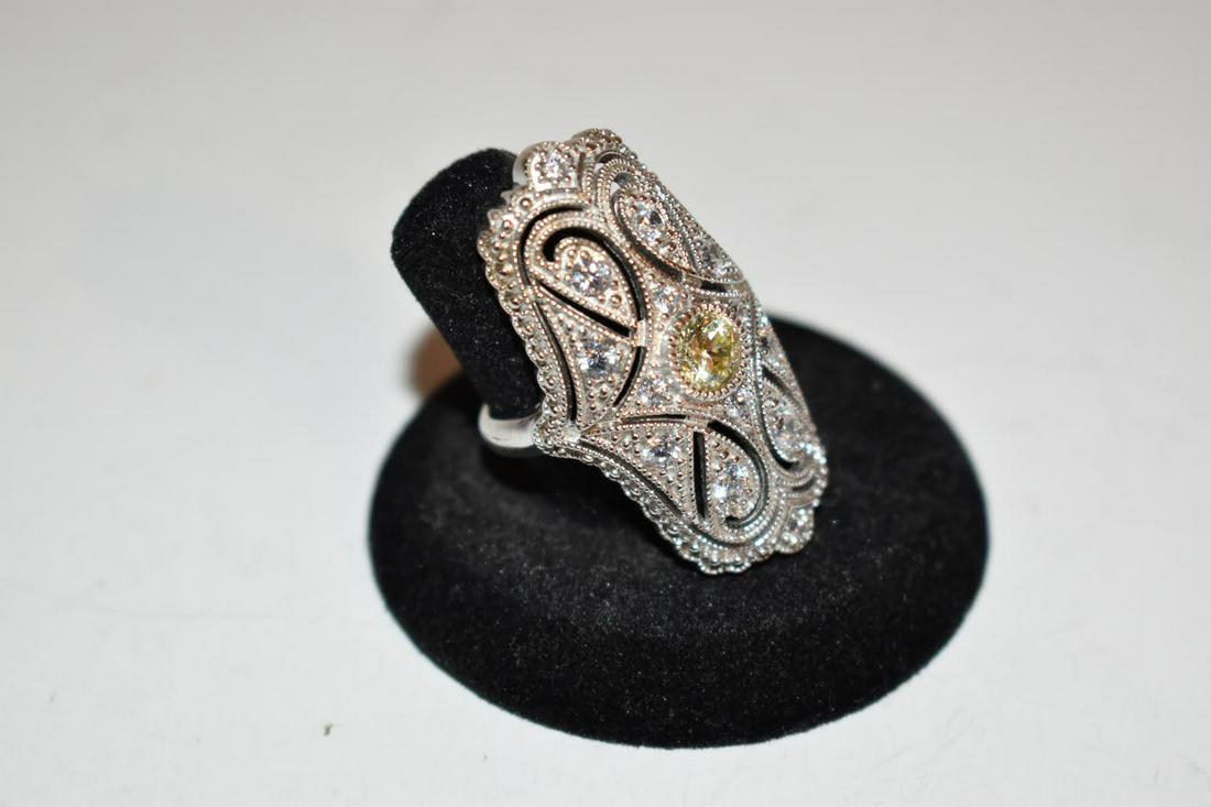 Vintage Sterling Silver Rhinestone Ring sz 9 (1 of 4)