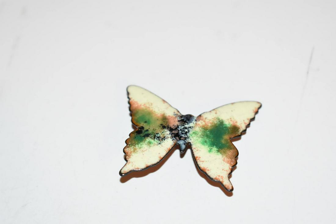 Vintage Enamel Copper Butterfly Brooch (1 of 4)