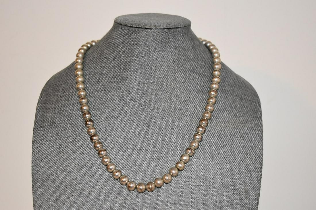 Vintage Sterling Silver Beaded Necklace 22 in 65 grams (1 of 4)