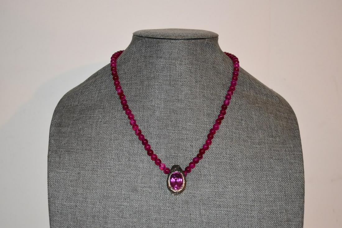 Vintage Sterling Silver Beaded Amethyst Pendant Necklace Marcasite 18": Vintage Sterling Silver Beaded Amethyst Pendant Necklace Marcasite 18" Please view all photos as they are part of the description and condition of this Item, Feel free to contact me with questions or 