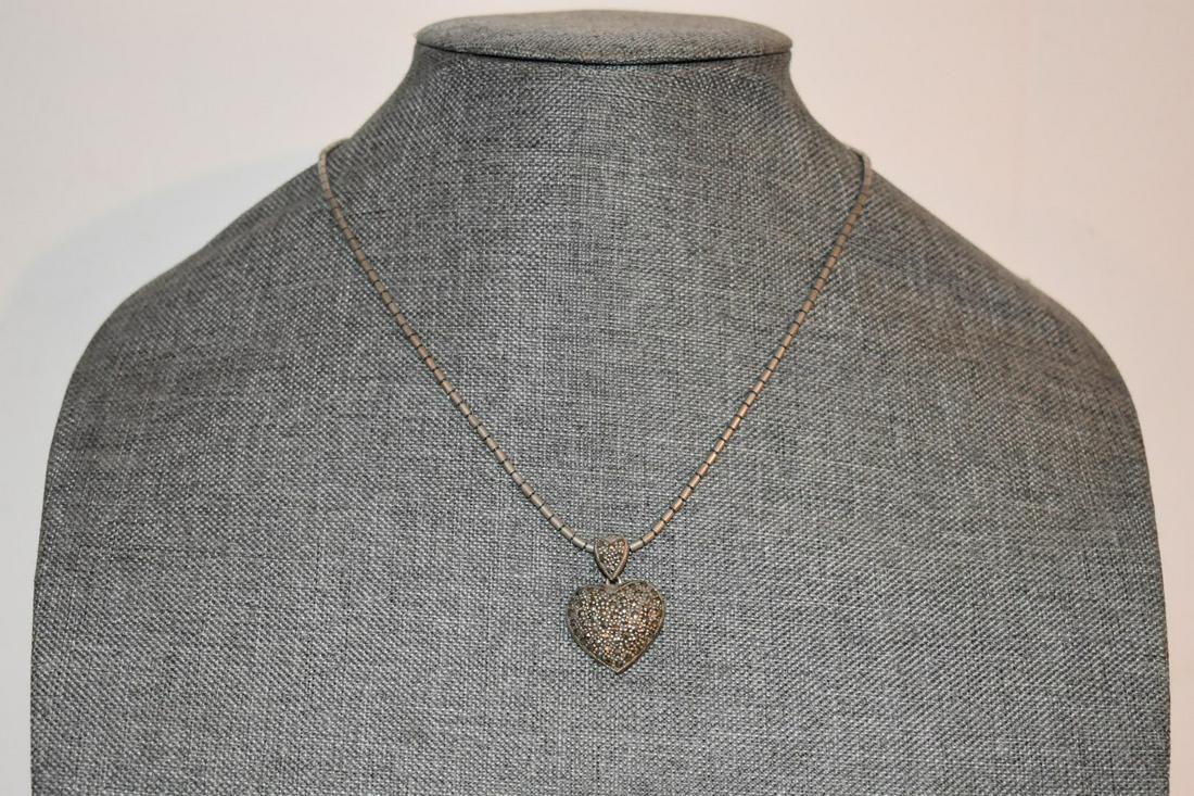 Vintage Sterling Silver Marcasite heart Necklace pendant 17": Vintage Sterling Silver Marcasite heart Necklace pendant 17" Please view all photos as they are part of the description and condition of this Item, Feel free to contact me with questions or picture re