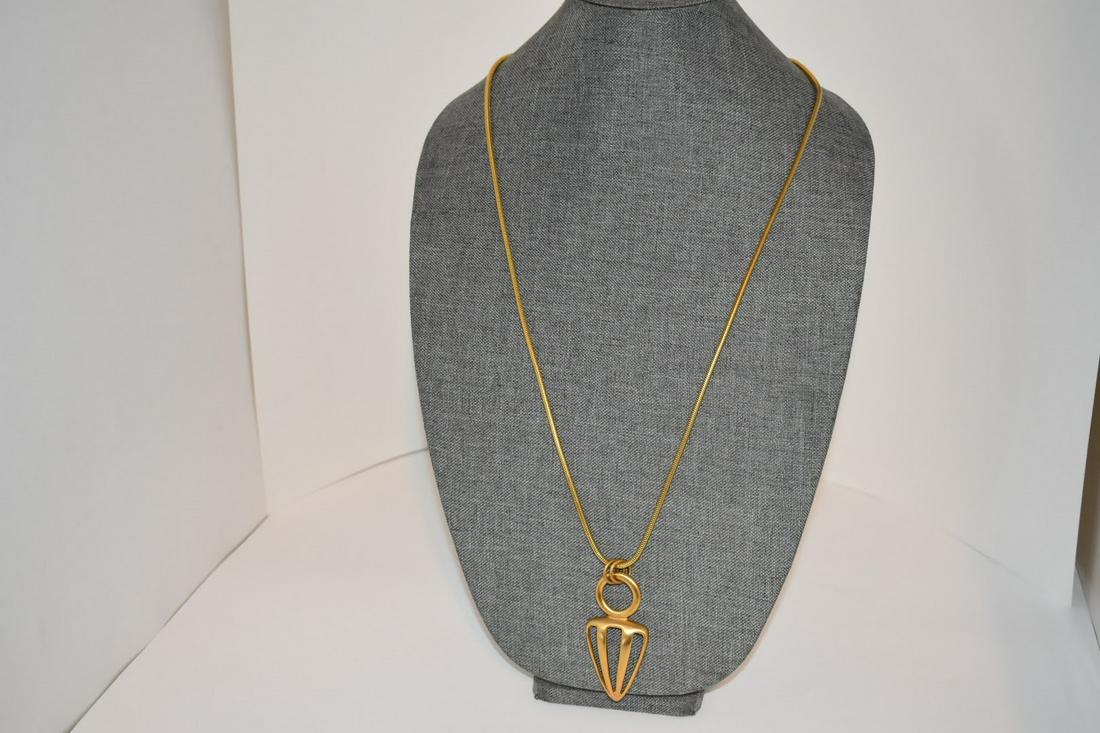 Vintage Anne Klein Brushed Gold Statement Pendant Necklace 32": Vintage Anne Klein Brushed Gold Statement Pendant Necklace 32" Please view all photos as they are part of the description and condition of this Item, Feel free to contact me with questions or picture