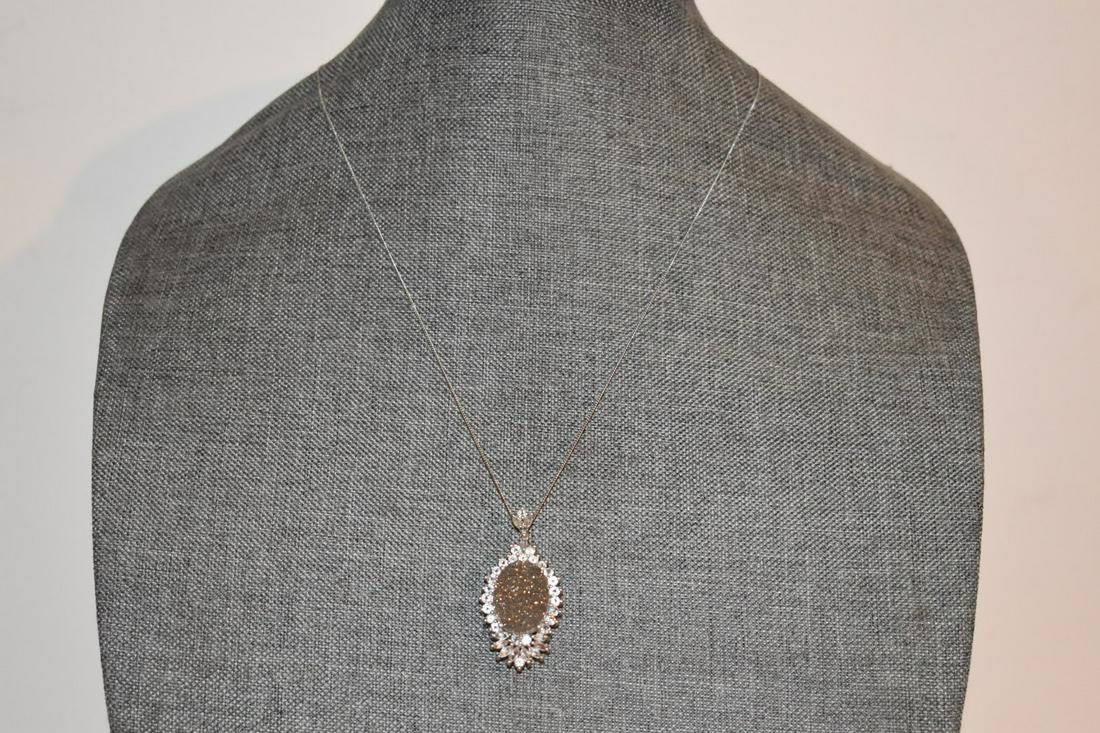 Vintage Sterling Silver rhinestone Necklace Pendant 20" (1 of 6)