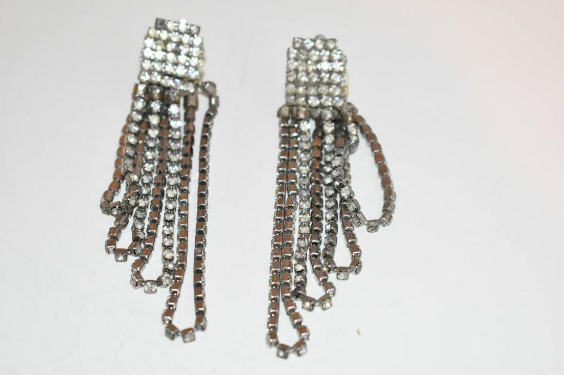Vintage Alice Caviness Rhinestone Dangle Clip Earrings (1 of 3)