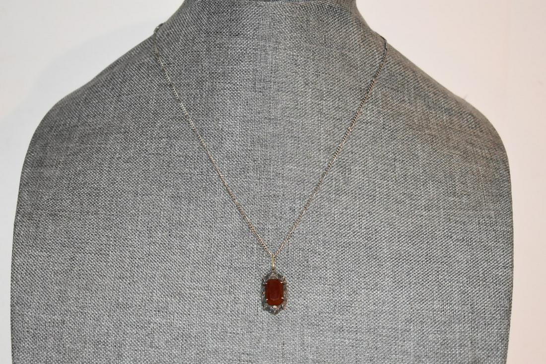 Vintage Sterling Silver Gemstone Marcasite Necklace (1 of 6)