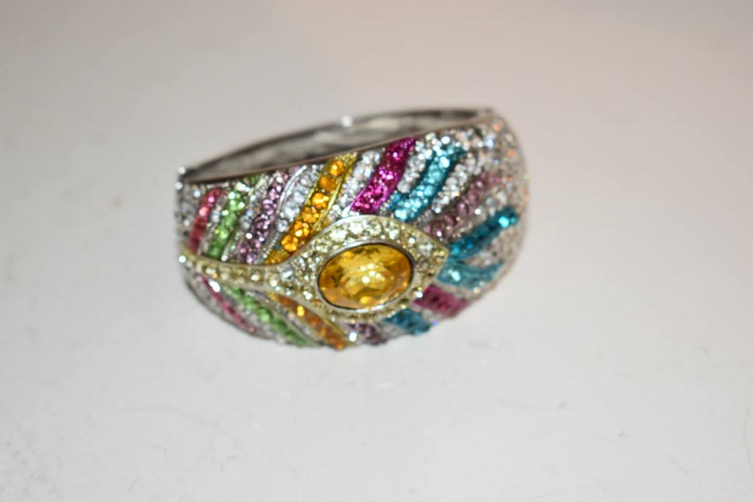 Vintage Colorful Rhinestone Hinged Bracelet (1 of 3)