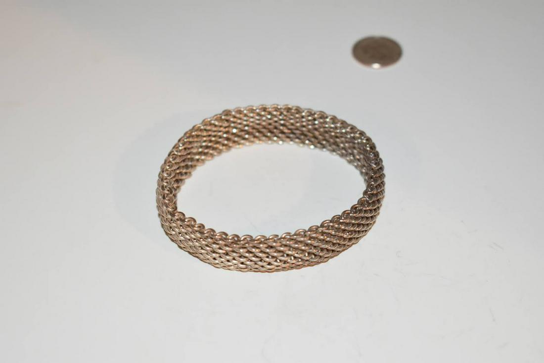 925 Sterling Silver Mesh-Link Chain Bangle Bracelet 6.5" (1 of 4)