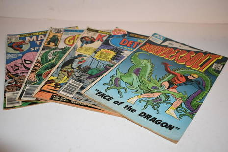 Vintage Lot Of 5 Comic Books Bronze, Silver, Copper: Marvel Tales 81, Godzilla 21, Kid Cult 191, Detective Comics Batman 480, Thunderbolt 57, fair condition Please view all photos as they are part of the description and condition of this Item, Feel free