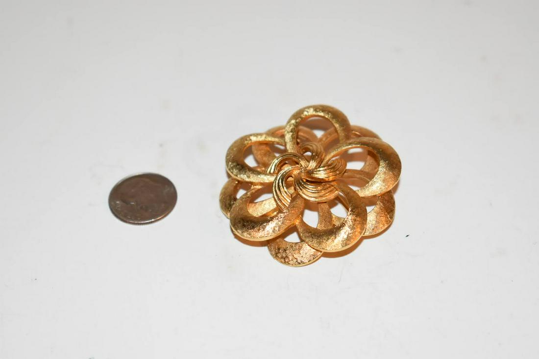 Corocraft Signed Rhinestone and Gold Tone Brooch (1 of 4)