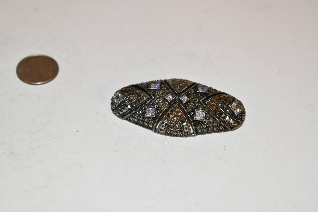 Vintage Judith Jack JJ Sterling Silver Marcasite Art Deco Designer Brooch Pin 2 1/4 inch (1 of 4)