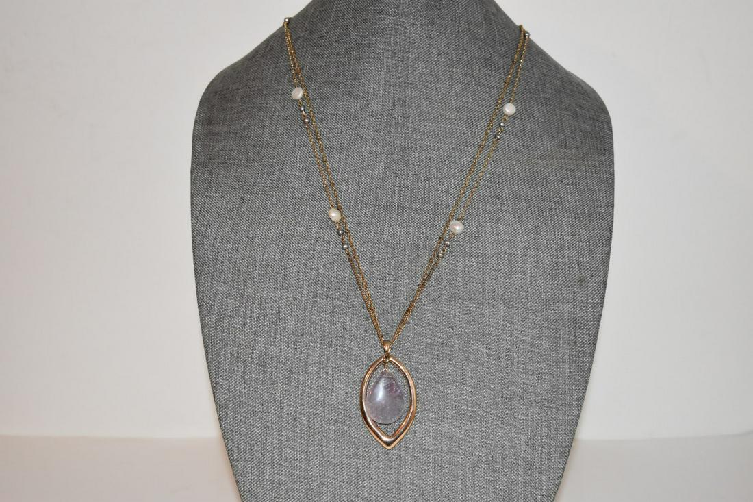 White house black market Pink Semi precious stone necklace 32 inch (1 of 5)