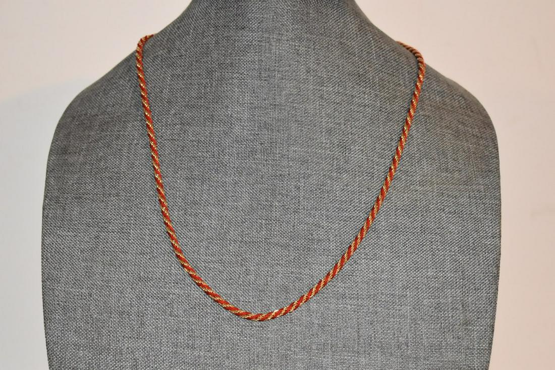Vtg Crown Trifari Red and Gold Rope Necklace 22" (1 of 4)