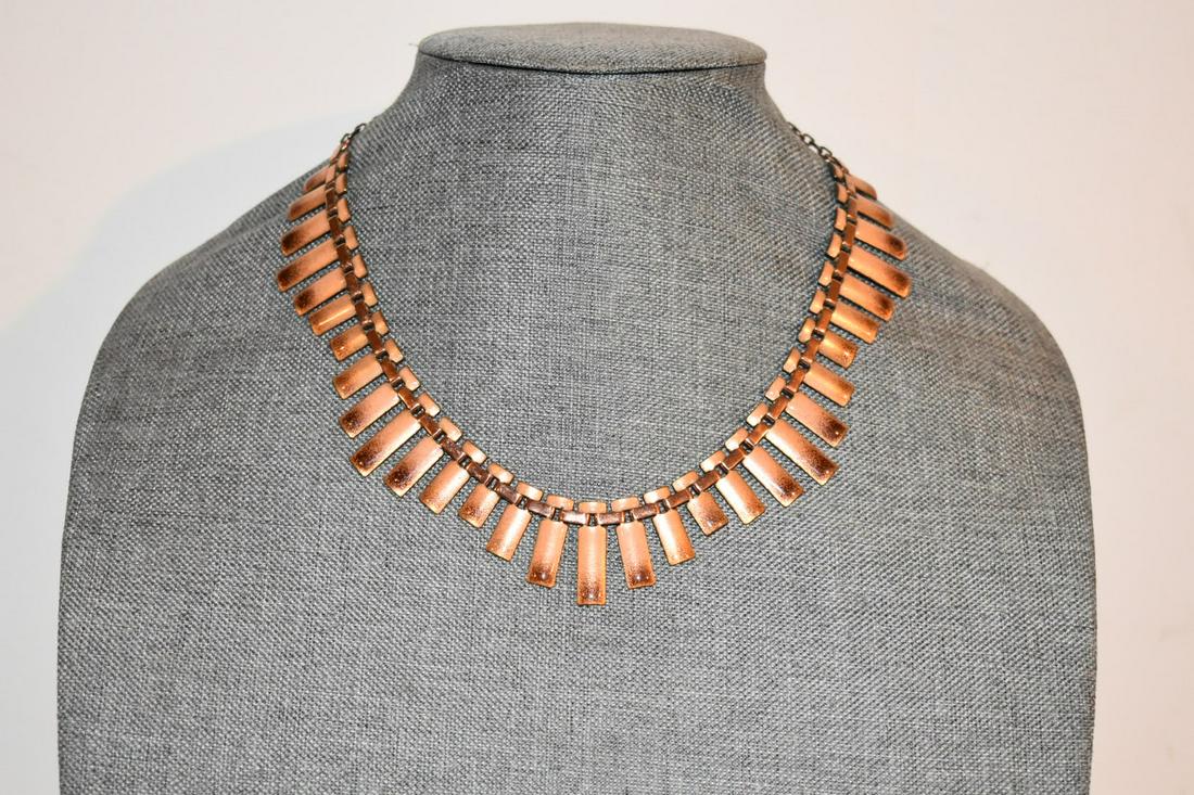 Vintage Matisse Renoir Copper Enamel Modernist Necklace 19": Vintage Matisse Renoir Copper Enamel Modernist Necklace 19" Please view all photos as they are part of the description and condition of this Item, Feel free to contact me with questions or picture req