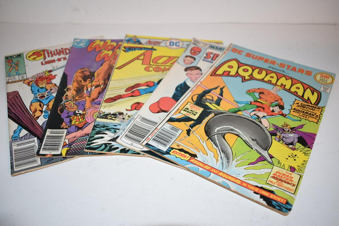 Vintage Lot Of 5 Comic Books Bronze, Silver, Copper: Aquaman 7, Thunder Cats 9, Wonder Woman 238, Superman 456, Spiderman and Mr Fantastic 132 fair condition Please view all photos as they are part of the description and condition of this Item, Feel fre
