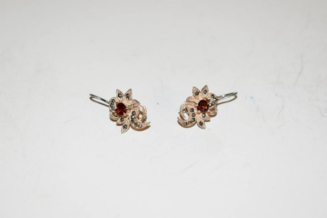Vintage Sterling Silver Filigree Marcasite Amethyst Earrings: Vintage Sterling Silver Filigree Marcasite Amethyst Earrings Please view all photos as they are part of the description and condition of this Item, Feel free to contact me with questions or picture re