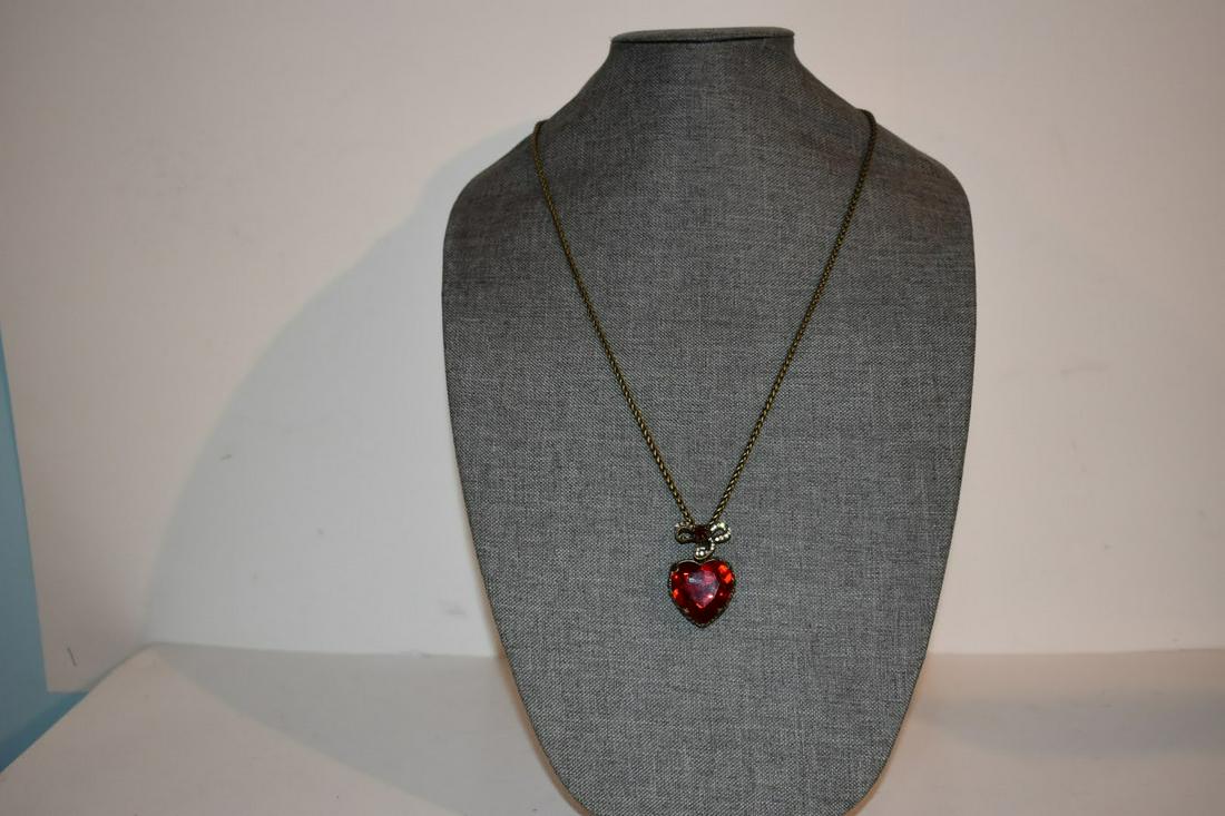 Vintage sweet romance Heart necklace 28" (1 of 4)